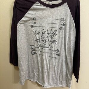 Next Level Apparel Gray and Black Long Sleeve Tee